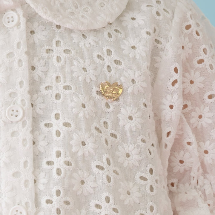 日本童裝 Ly# mine 棉質蕾絲泡泡袖上衣 100-150cm 女童款 夏季 TOPS