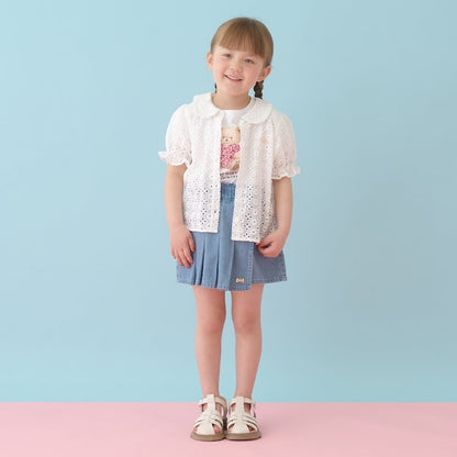 日本童裝 Ly# mine 棉質蕾絲泡泡袖上衣 100-150cm 女童款 夏季 TOPS