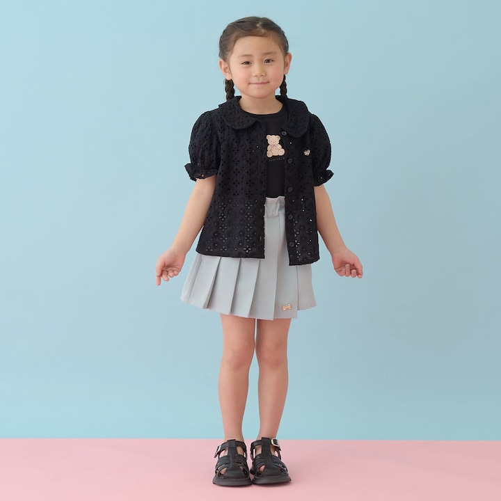 日本童裝 Ly# mine 棉質蕾絲泡泡袖上衣 100-150cm 女童款 夏季 TOPS