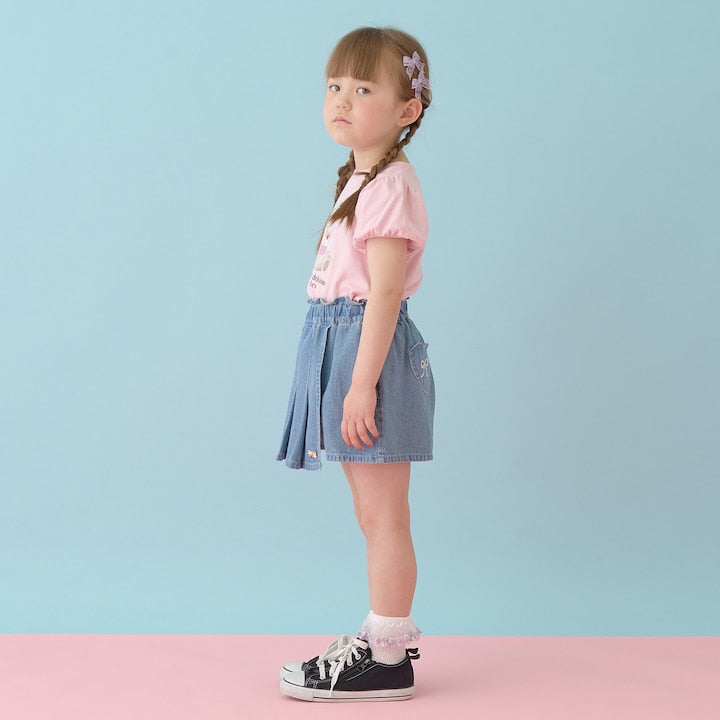 日本童裝 Ly# mine 牛仔百摺裙褲 100-150cm 女童款 PANTS