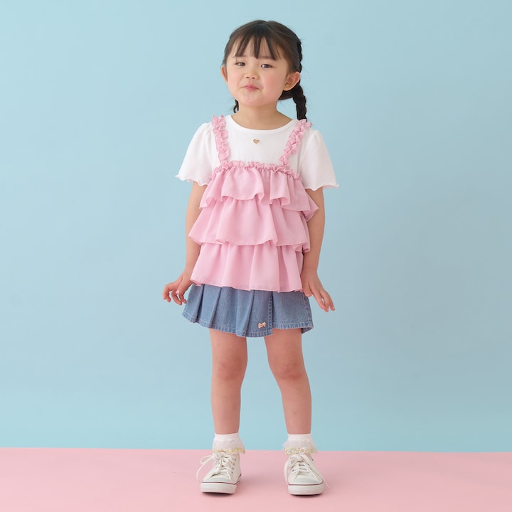 日本童裝 Ly# mine 牛仔百摺裙褲 100-150cm 女童款 PANTS