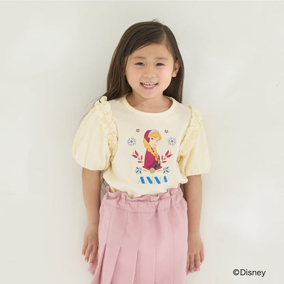 日本童裝 Ly# mine x Disney 防UV 吸水速乾 【棉100％不易變形】Frozen印花上衣 100-140cm 女童款 夏季 TOPS