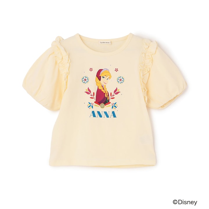 日本童裝 Ly# mine x Disney 防UV 吸水速乾 【棉100％不易變形】Frozen印花上衣 100-140cm 女童款 夏季 TOPS