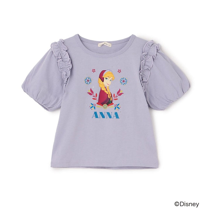 日本童裝 Ly# mine x Disney 防UV 吸水速乾 【棉100％不易變形】Frozen印花上衣 100-140cm 女童款 夏季 TOPS