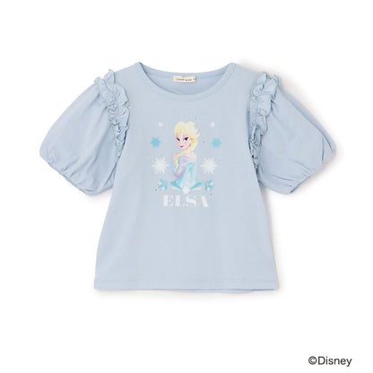 日本童裝 Ly# mine x Disney 防UV 吸水速乾 【棉100％不易變形】Frozen印花上衣 100-140cm 女童款 夏季 TOPS