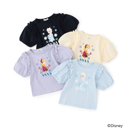 日本童裝 Ly# mine x Disney 防UV 吸水速乾 【棉100％不易變形】Frozen印花上衣 100-140cm 女童款 夏季 TOPS