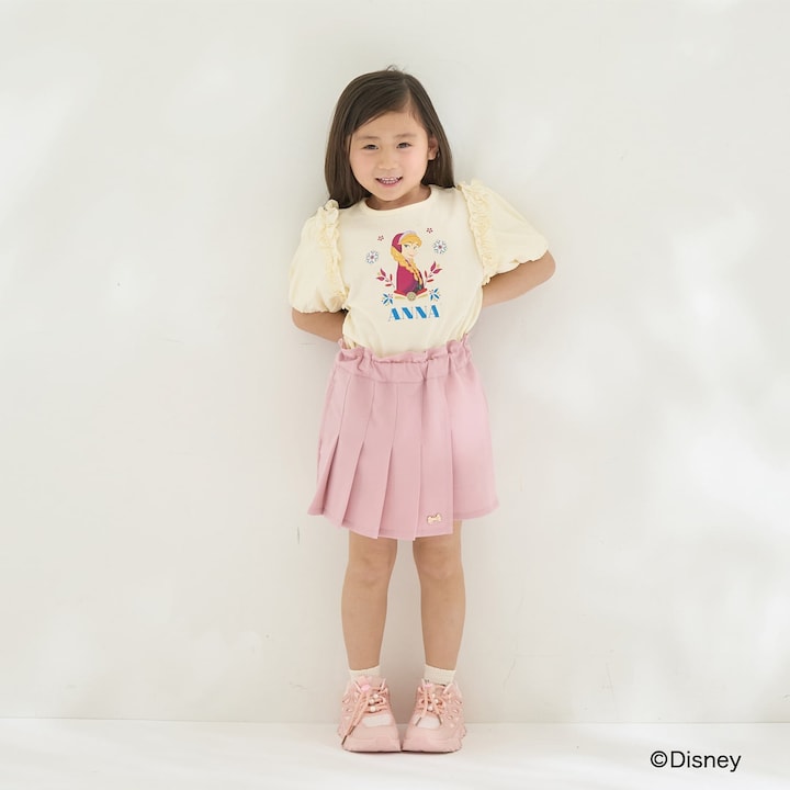 日本童裝 Ly# mine x Disney 防UV 吸水速乾 【棉100％不易變形】Frozen印花上衣 100-140cm 女童款 夏季 TOPS