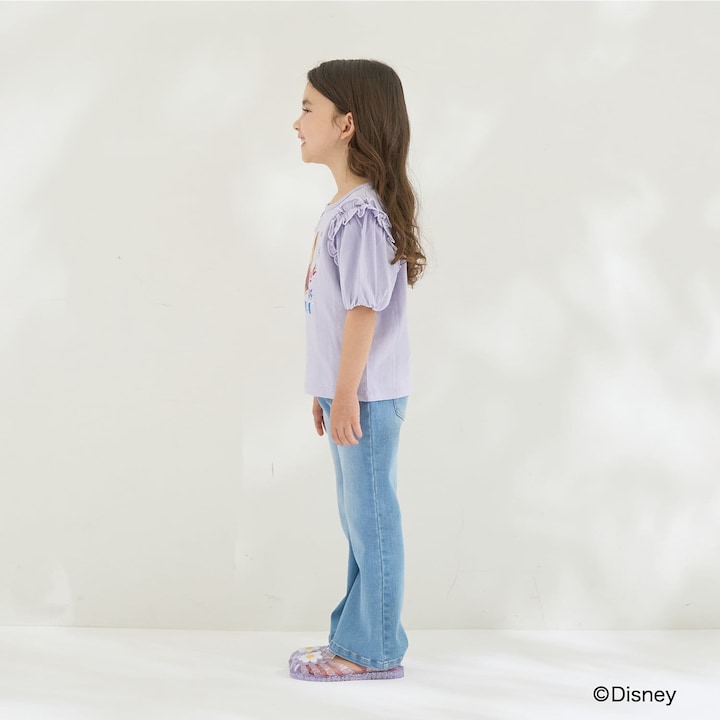 日本童裝 Ly# mine x Disney 防UV 吸水速乾 【棉100％不易變形】Frozen印花上衣 100-140cm 女童款 夏季 TOPS
