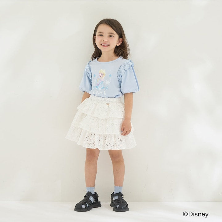 日本童裝 Ly# mine x Disney 防UV 吸水速乾 【棉100％不易變形】Frozen印花上衣 100-140cm 女童款 夏季 TOPS