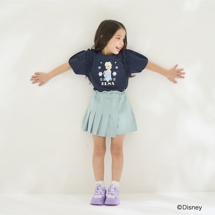日本童裝 Ly# mine x Disney 防UV 吸水速乾 【棉100％不易變形】Frozen印花上衣 100-140cm 女童款 夏季 TOPS