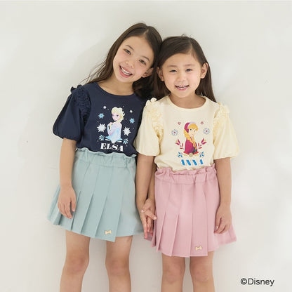 日本童裝 Ly# mine x Disney 防UV 吸水速乾 【棉100％不易變形】Frozen印花上衣 100-140cm 女童款 夏季 TOPS