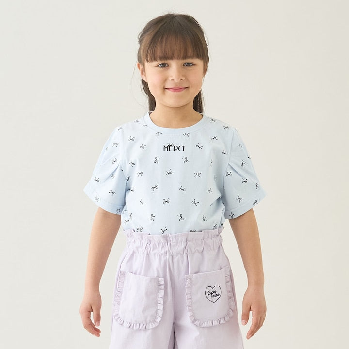 日本童裝 Ly# mine  防UV 防污系列 接觸冷感 【綿100％不易變形】刺繡字母上衣 90-150cm 女童款 夏季 TOPS