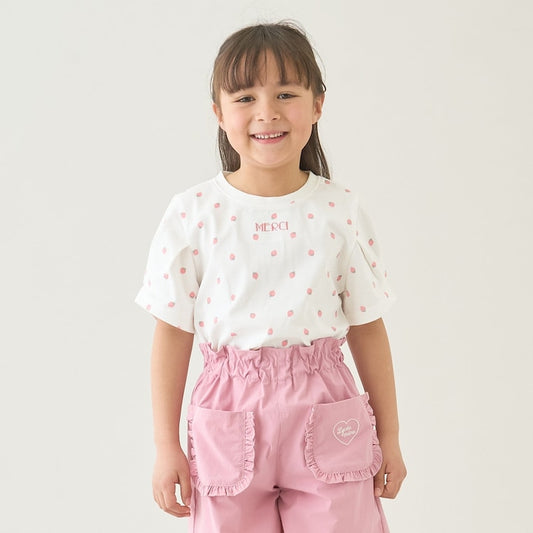 日本童裝 Ly# mine  防UV 防污系列 接觸冷感 【綿100％不易變形】刺繡字母上衣 90-150cm 女童款 夏季 TOPS