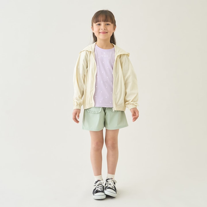 日本童裝 Ly# mine  防UV 防污系列 接觸冷感 【綿100％不易變形】刺繡字母上衣 90-150cm 女童款 夏季 TOPS