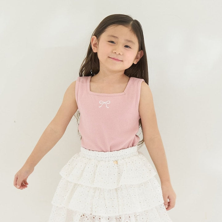 日本童裝 Ly# mine 2Way 前後兩著 刺繡蝴蝶結背心 100-150cm 女童款 夏季 TOPS