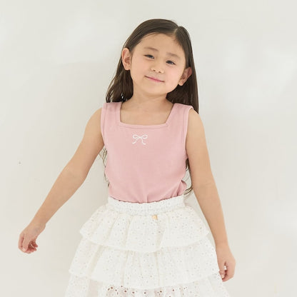 日本童裝 Ly# mine 2Way 前後兩著 刺繡蝴蝶結背心 100-150cm 女童款 夏季 TOPS