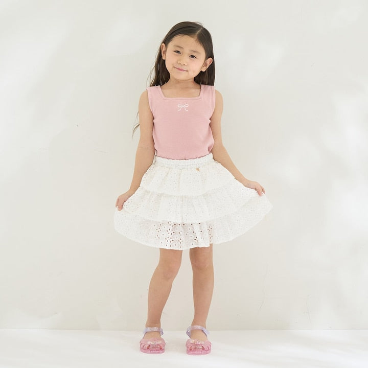 日本童裝 Ly# mine 2Way 前後兩著 刺繡蝴蝶結背心 100-150cm 女童款 夏季 TOPS