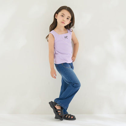日本童裝 Ly# mine 2Way 前後兩著 刺繡蝴蝶結背心 100-150cm 女童款 夏季 TOPS