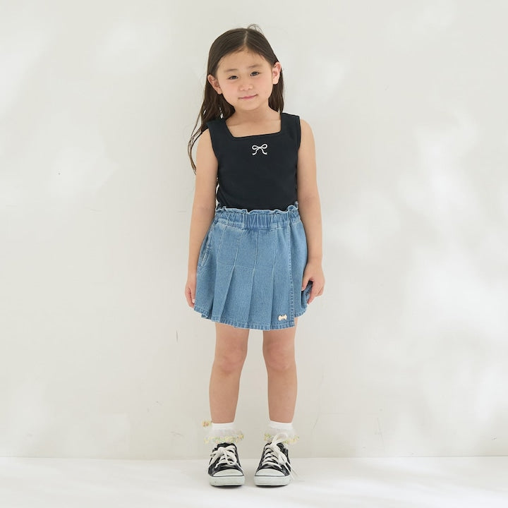 日本童裝 Ly# mine 2Way 前後兩著 刺繡蝴蝶結背心 100-150cm 女童款 夏季 TOPS