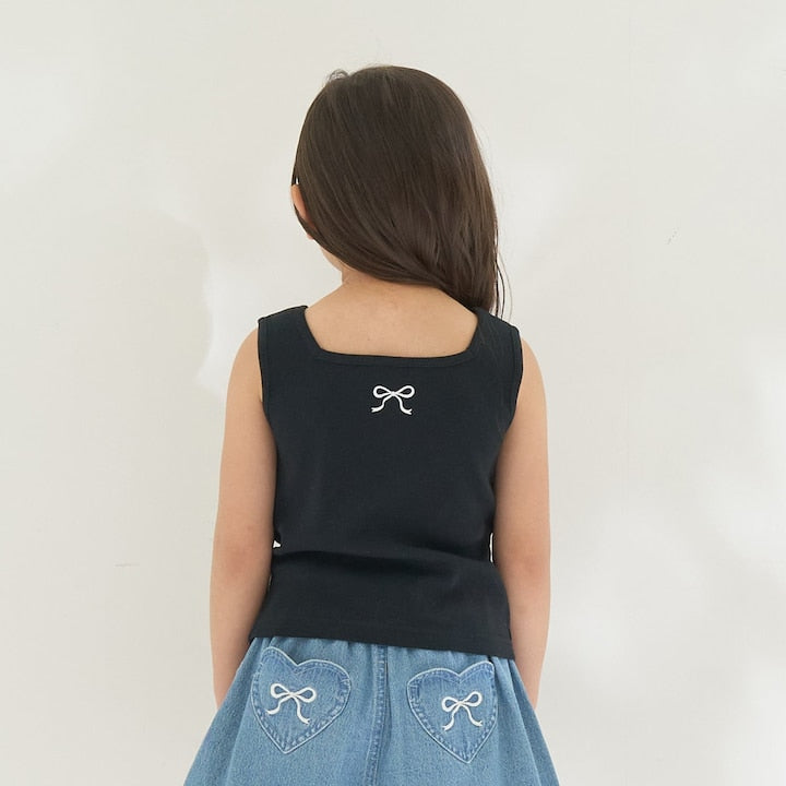 日本童裝 Ly# mine 2Way 前後兩著 刺繡蝴蝶結背心 100-150cm 女童款 夏季 TOPS