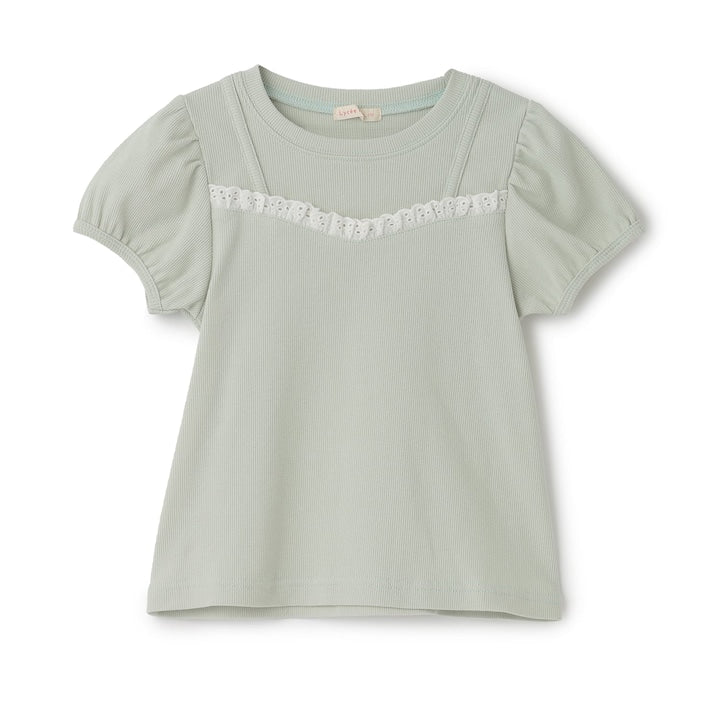 日本童裝 Ly# mine 假吊帶拼接蕾絲上衣 100-150cm 女童款 夏季 TOPS