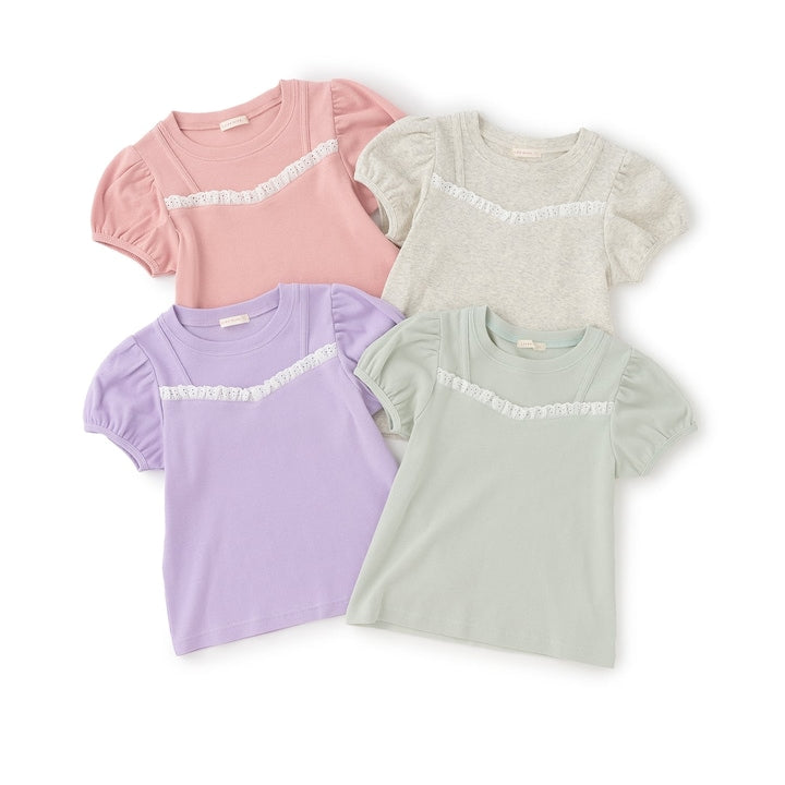 日本童裝 Ly# mine 假吊帶拼接蕾絲上衣 100-150cm 女童款 夏季 TOPS