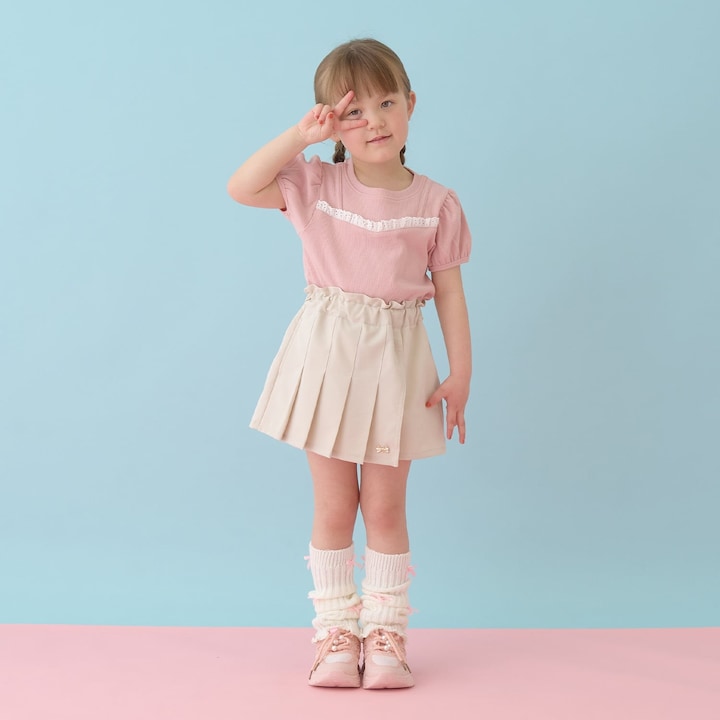 日本童裝 Ly# mine 假吊帶拼接蕾絲上衣 100-150cm 女童款 夏季 TOPS
