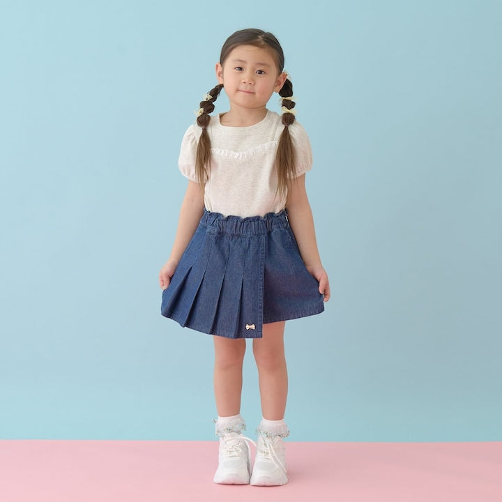 日本童裝 Ly# mine 假吊帶拼接蕾絲上衣 100-150cm 女童款 夏季 TOPS