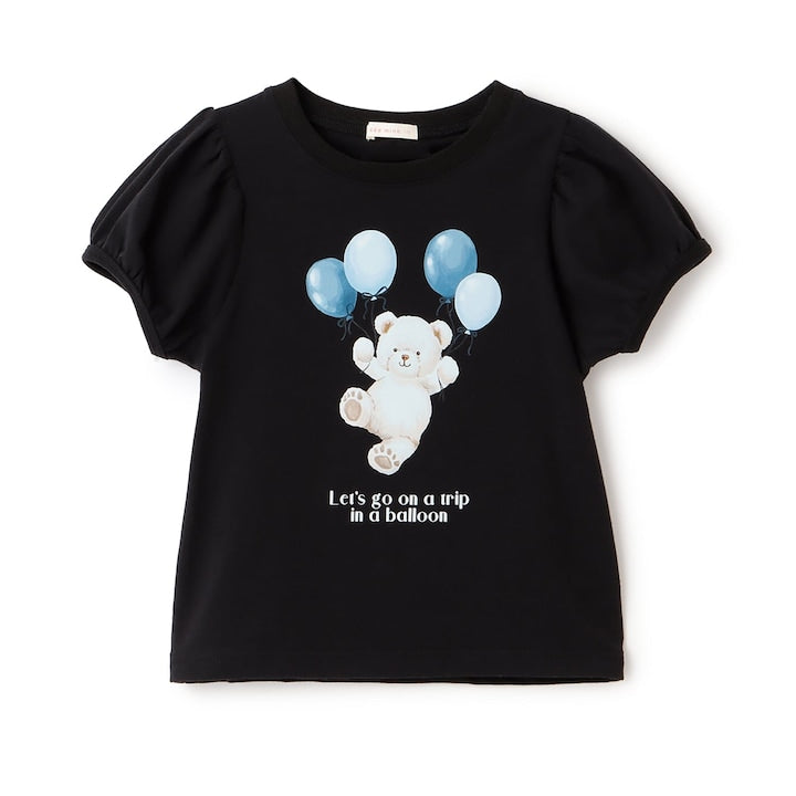 日本童裝 Ly# mine  防UV 接觸冷感 小熊印花泡泡袖上衣 100-150cm 女童款 夏季 TOPS