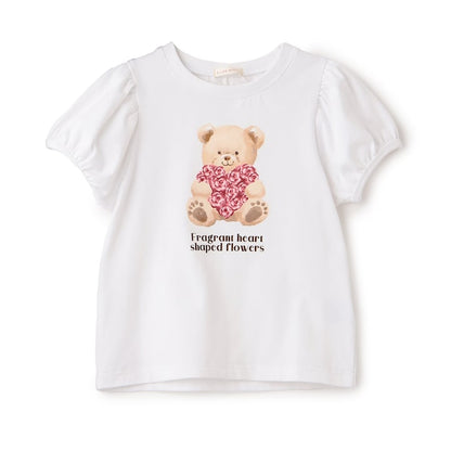 日本童裝 Ly# mine  防UV 接觸冷感 小熊印花泡泡袖上衣 100-150cm 女童款 夏季 TOPS