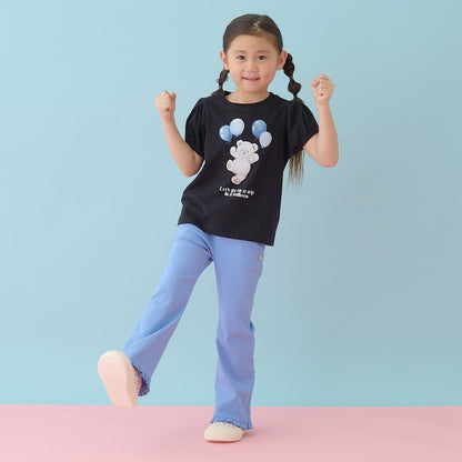日本童裝 Ly# mine  防UV 接觸冷感 小熊印花泡泡袖上衣 100-150cm 女童款 夏季 TOPS
