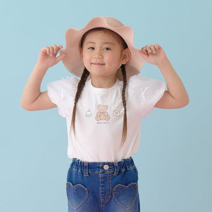 日本童裝 Ly# mine  防UV 接觸冷感 薄紗泡泡袖上衣 100-150cm 女童款 夏季 TOPS