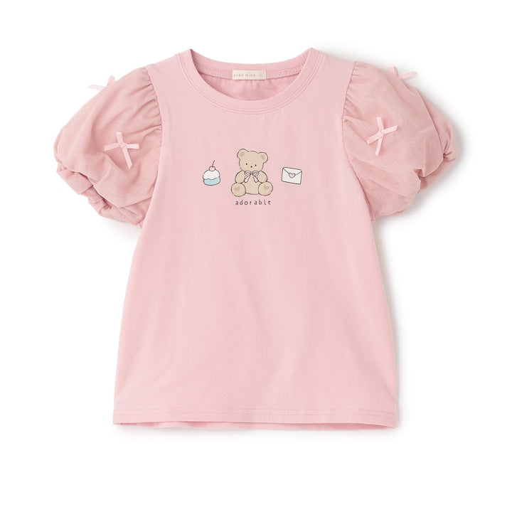 日本童裝 Ly# mine  防UV 接觸冷感 薄紗泡泡袖上衣 100-150cm 女童款 夏季 TOPS