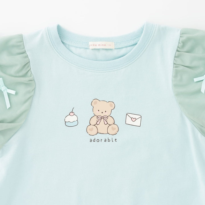 日本童裝 Ly# mine  防UV 接觸冷感 薄紗泡泡袖上衣 100-150cm 女童款 夏季 TOPS
