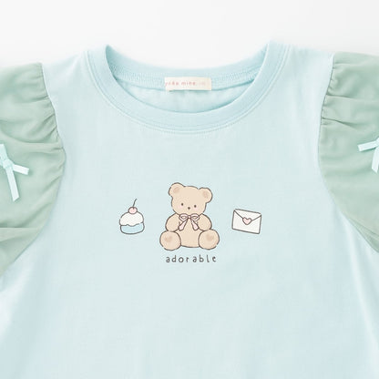 日本童裝 Ly# mine  防UV 接觸冷感 薄紗泡泡袖上衣 100-150cm 女童款 夏季 TOPS
