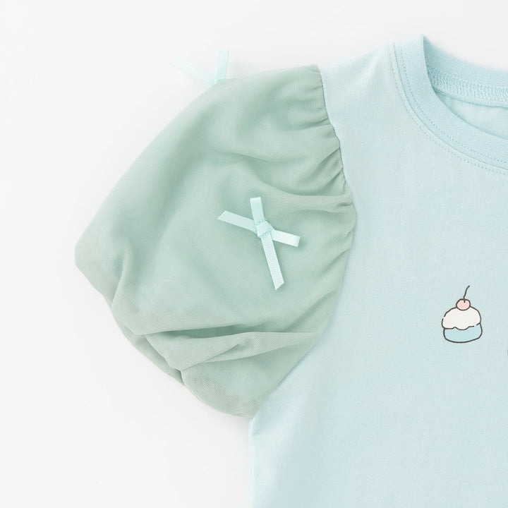 日本童裝 Ly# mine  防UV 接觸冷感 薄紗泡泡袖上衣 100-150cm 女童款 夏季 TOPS