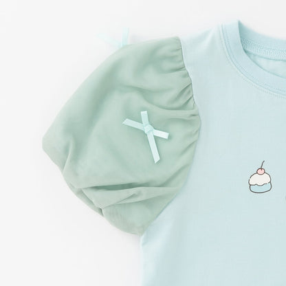 日本童裝 Ly# mine  防UV 接觸冷感 薄紗泡泡袖上衣 100-150cm 女童款 夏季 TOPS