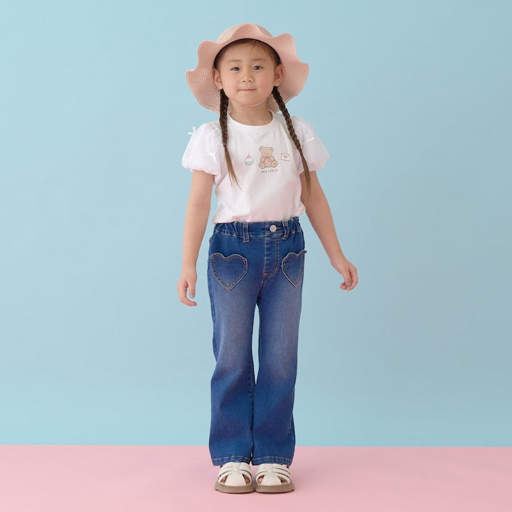 日本童裝 Ly# mine  防UV 接觸冷感 薄紗泡泡袖上衣 100-150cm 女童款 夏季 TOPS
