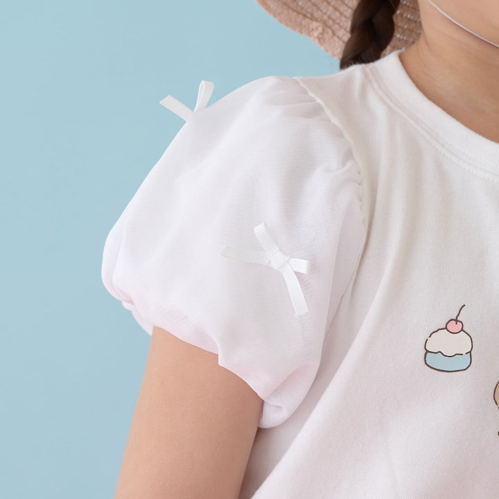 日本童裝 Ly# mine  防UV 接觸冷感 薄紗泡泡袖上衣 100-150cm 女童款 夏季 TOPS