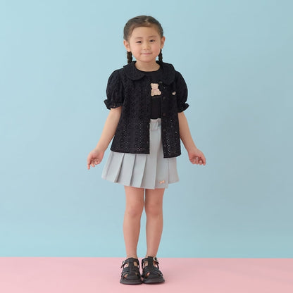 日本童裝 Ly# mine  防UV 接觸冷感 薄紗泡泡袖上衣 100-150cm 女童款 夏季 TOPS