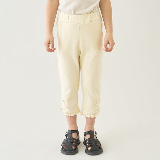日本童裝 Ly# mine  防UV 接觸冷感 防污系列 皺褶邊七分長褲 90-140cm 女童款 夏季 PANTS