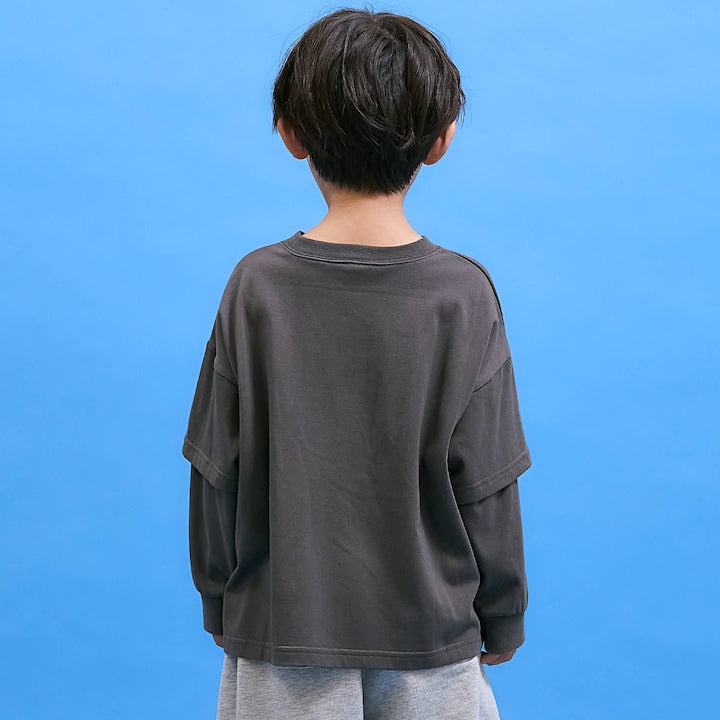 日本童裝 b・R# 防污系列 吸水速乾【不易變形】假兩件上衣 110-150cm 男童款 夏季 TOPS