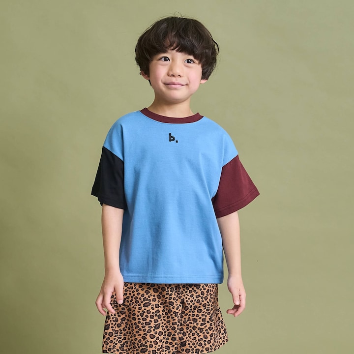 日本童裝 b・R# 防污系列 吸水速乾【不易變形】配色手袖上衣 100-150cm 男童款 夏季 TOPS