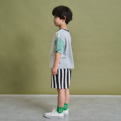 日本童裝 b・R# 防污系列 吸水速乾【不易變形】配色手袖上衣 100-150cm 男童款 夏季 TOPS