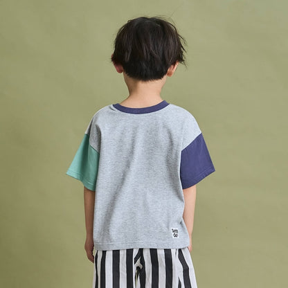 日本童裝 b・R# 防污系列 吸水速乾【不易變形】配色手袖上衣 100-150cm 男童款 夏季 TOPS