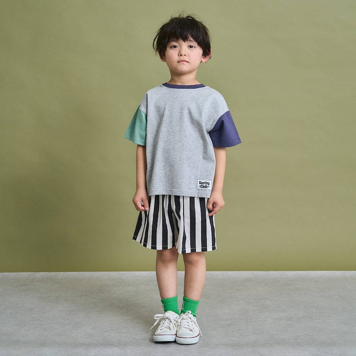 日本童裝 b・R# 防污系列 吸水速乾【不易變形】配色手袖上衣 100-150cm 男童款 夏季 TOPS