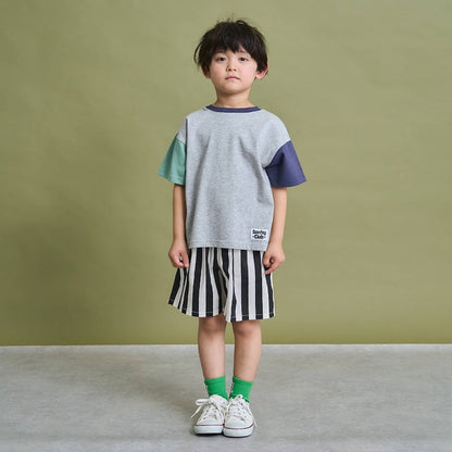 日本童裝 b・R# 防污系列 吸水速乾【不易變形】配色手袖上衣 100-150cm 男童款 夏季 TOPS