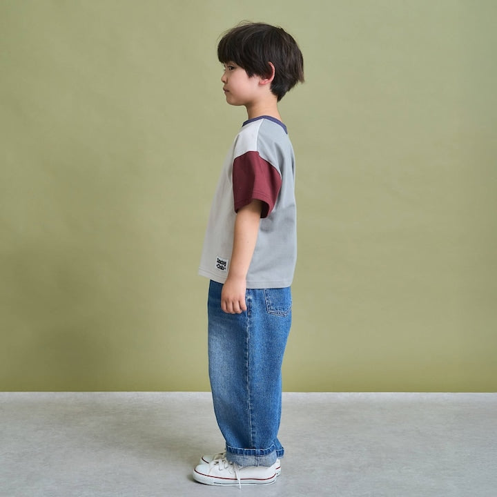 日本童裝 b・R# 防污系列 吸水速乾【不易變形】配色手袖上衣 100-150cm 男童款 夏季 TOPS