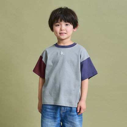 日本童裝 b・R# 防污系列 吸水速乾【不易變形】配色手袖上衣 100-150cm 男童款 夏季 TOPS