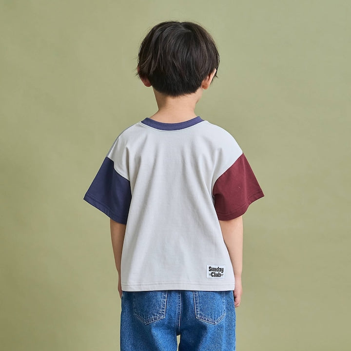 日本童裝 b・R# 防污系列 吸水速乾【不易變形】配色手袖上衣 100-150cm 男童款 夏季 TOPS
